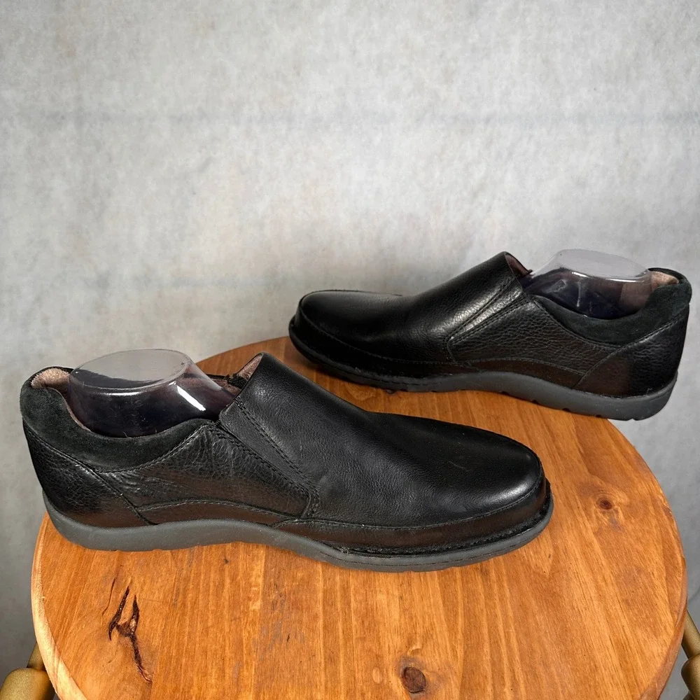 Born H48203 Slip On Loafers Mens 14 Black Good Leather Comfort Walking Shoes